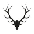 Deer antlers. Horns icon isolated on white background. Vector black silhouette. Royalty Free Stock Photo